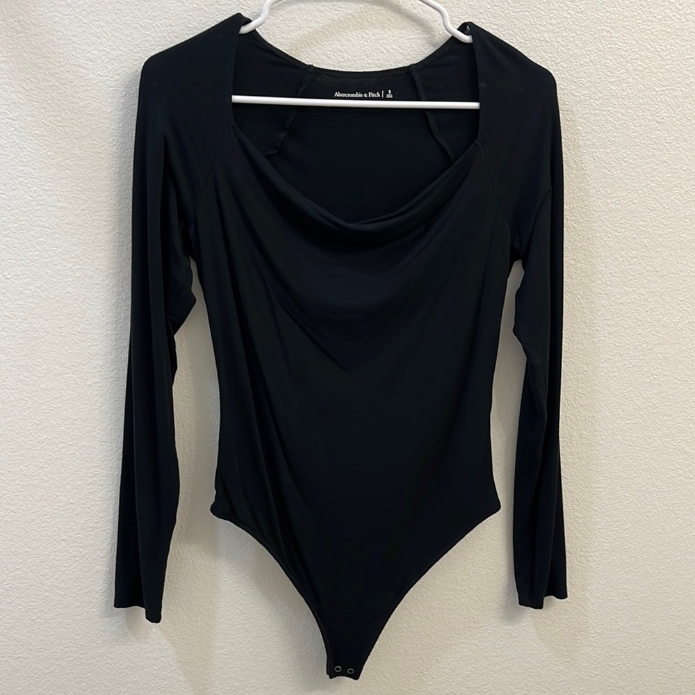 Abercrombie & Fitch Cowl Neck Black Long Sleeve Bodysuit - elegant classy staple